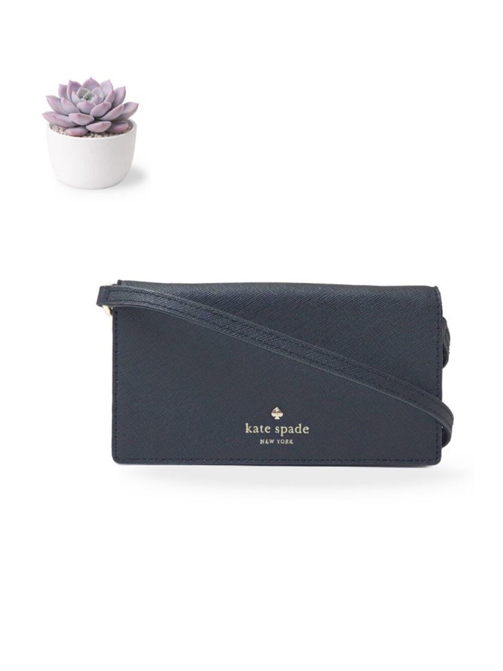 Kate Spade Leather Handbag Saffiano Wallet Crossbody Bag Black Gold Hardware
